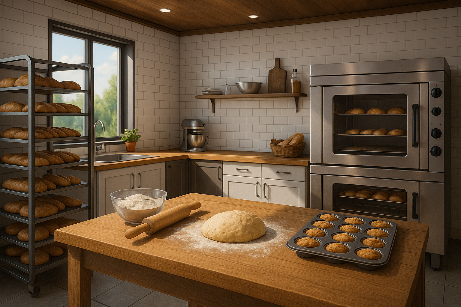 Eine Illustration einer Backstube innerhalb der berry2b Berufsspiele