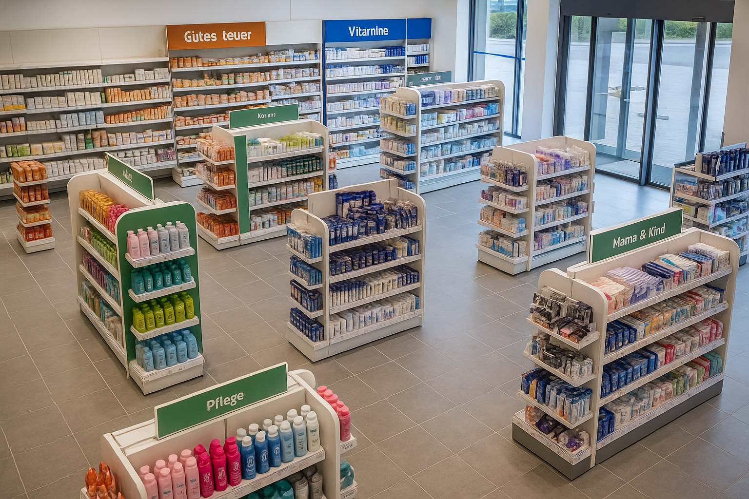 Eine Illustration einer Drogerie innerhalb der berry2b Berufsspiele